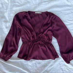 Abercrombie & Fitch Longsleeve Peplum Tie Top